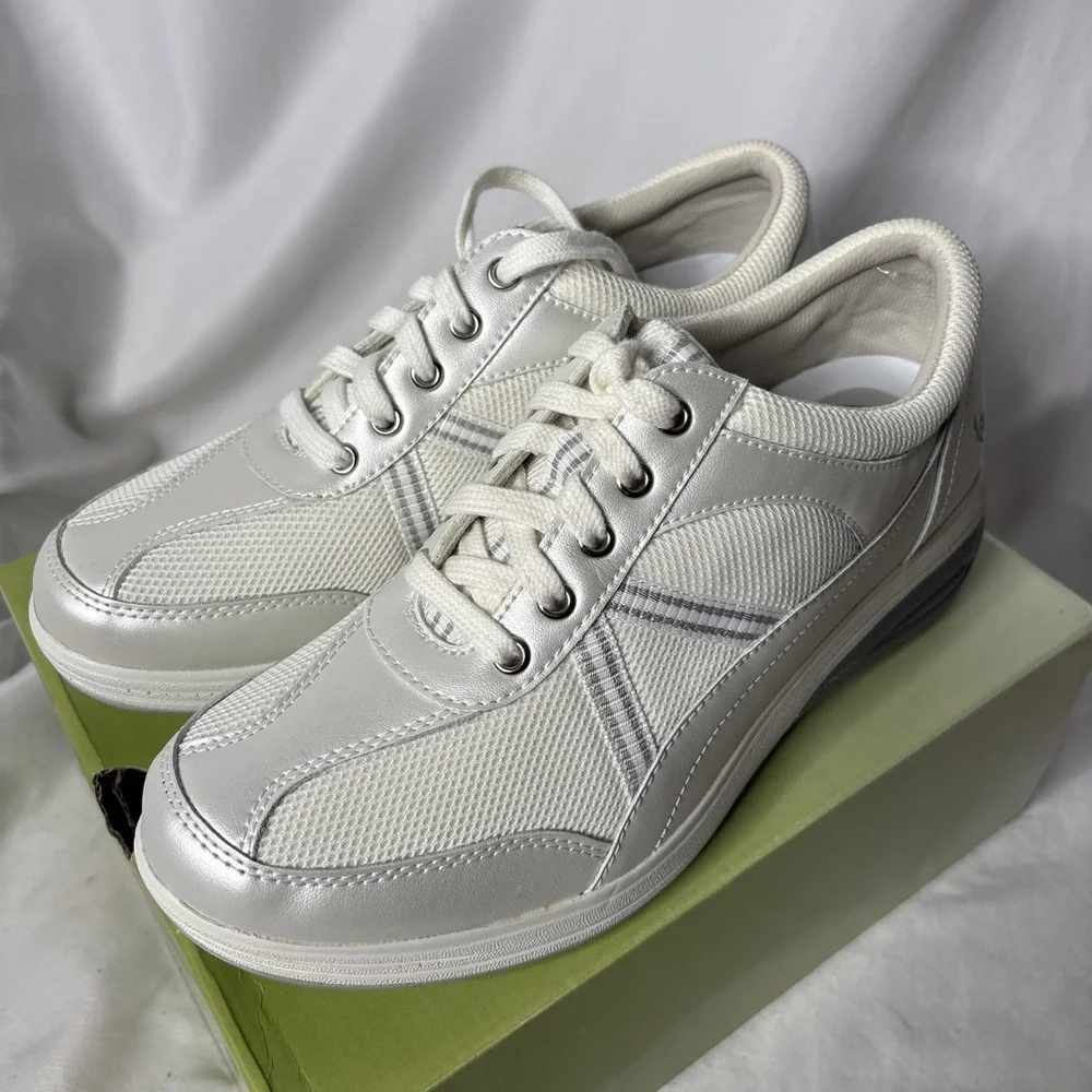 Grasshoppers Performance Platforms Get Fit Women's 8 Shoes White Silver Sneakers
